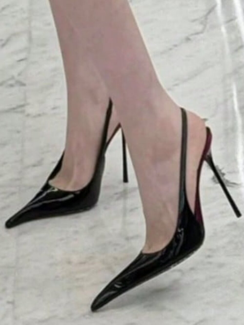 Black Sexy Women's Buckle Closed Toe Stiletto Slingback Sandals
